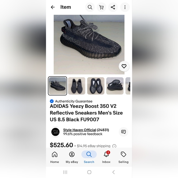 100%authentic YEEZY BOOST 350 7 Black( Reflective ) Brand New - Picture 14 of 14